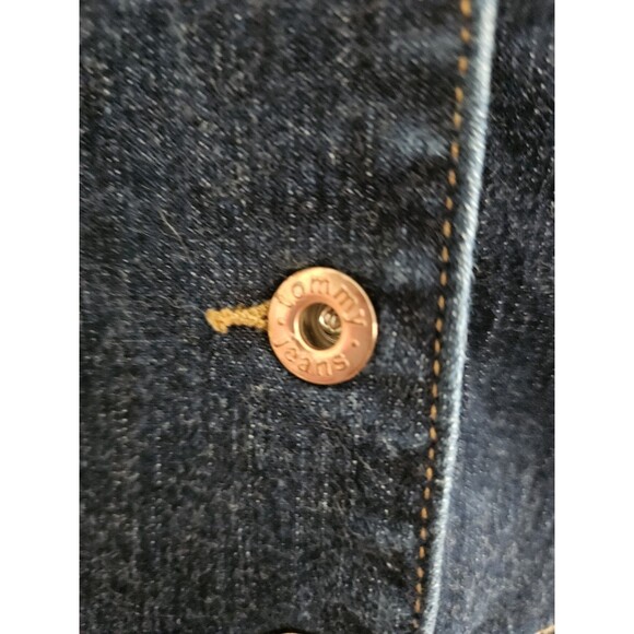 Tommy Hilfiger Vintage Y2K Denim Dress Sz M Dropped Waist Button Front Stretch - Picture 5 of 11